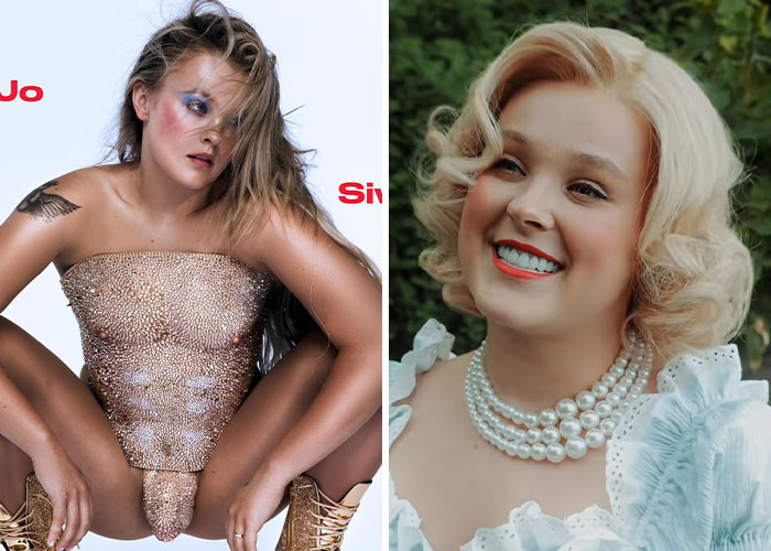 JoJo Siwa wearing a sparkling gold mini dress, striking a bold pose with tousled hair and dramatic makeup. JoJo Siwa wearing a sparkling gold mini dress, striking a bold pose with tousled hair and dramatic makeup.