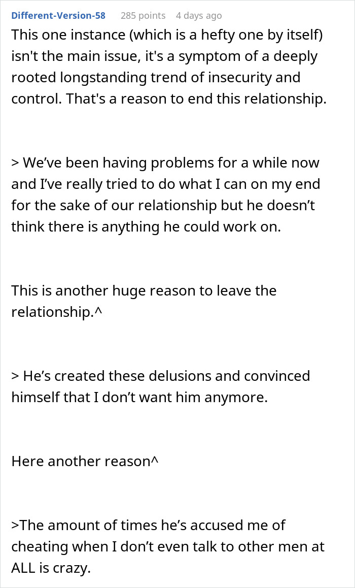 Commenter discusses relationship issues after man goes through girlfriend’s phone, shocked she wants to end their long-term relationship. Commenter discusses relationship issues after man goes through girlfriend’s phone, shocked she wants to end their long-term relationship.