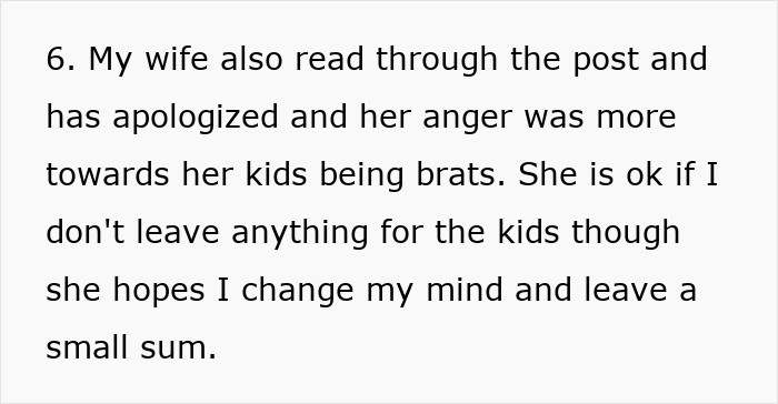 Text excerpt discussing stepkids treated with indifference and inheritance decision from stepdad’s perspective. Text excerpt discussing stepkids treated with indifference and inheritance decision from stepdad’s perspective.
