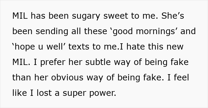 Text expressing mixed feelings about husband parents native language communication, focusing on subtle versus obvious fake behavior. Text expressing mixed feelings about husband parents native language communication, focusing on subtle versus obvious fake behavior.