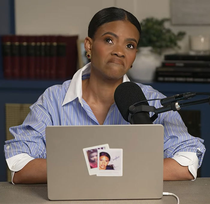 Candace Owens speaking into a microphone with a laptop, reacting to discussions about Charlie Kirk incident and lies. Candace Owens speaking into a microphone with a laptop, reacting to discussions about Charlie Kirk incident and lies.