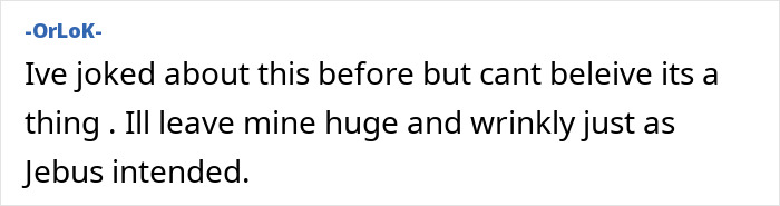 User comment about Scrotox trend, expressing disbelief and preference for natural appearance, in a plain text format. User comment about Scrotox trend, expressing disbelief and preference for natural appearance, in a plain text format.
