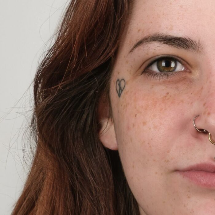 Side-by-side genetic portrait showing family DNA traits with distinct facial features and different hair styles on each half.