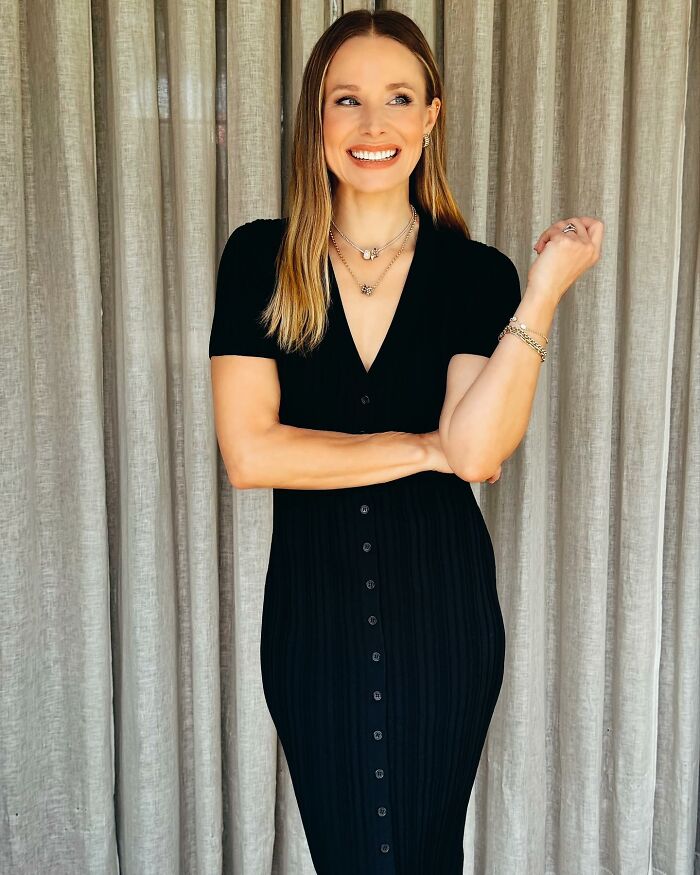 Kristen Bell in a black dress smiling and posing, highlighting a simple biohacking trick to stay fit supported by experts. Kristen Bell in a black dress smiling and posing, highlighting a simple biohacking trick to stay fit supported by experts.