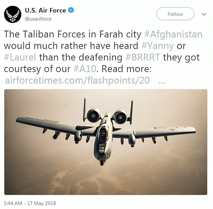 U.S. Air Force social media post with an image of a military aircraft, illustrating companies that failed miserably on social media.