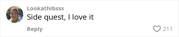 Comment from social media user lookathibsss expressing enjoyment with side quest, related to viral footage of a woman in a gay running club. Comment from social media user lookathibsss expressing enjoyment with side quest, related to viral footage of a woman in a gay running club.