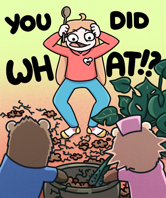 Cartoon ferret using stethoscope on a plant with speech bubble about plant crashing, living with ferrets and a cat.