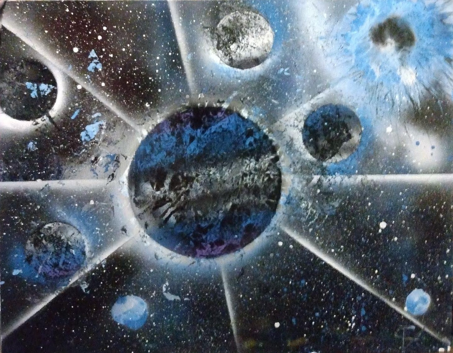 Abstract cosmic painting with planets and stars in space, suggesting we could all use some therapy.