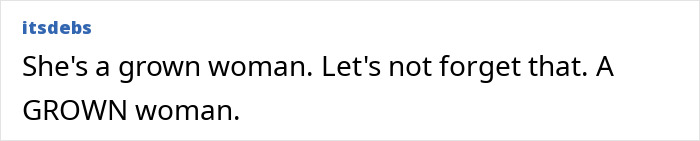 Text image showing a statement about a grown woman, related to experts weighing in on Kentucky cheerleader baby case. Text image showing a statement about a grown woman, related to experts weighing in on Kentucky cheerleader baby case.