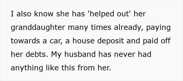 Text excerpt about entitled lady annoyed as MIL divides estate between hubby and niece, highlighting family tension and inheritance issues.