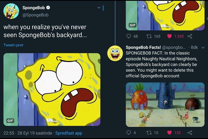 SpongeBob social media post fails with incorrect facts and fan correction on popular animated series backyard scene.