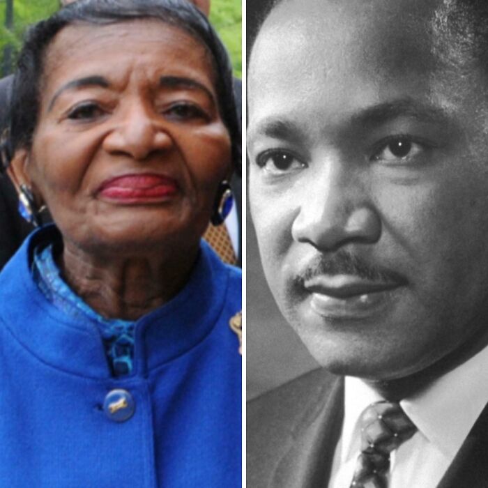 Side-by-side photos of an elderly woman and a black-and-white portrait of a man illustrating time perception comparisons.
