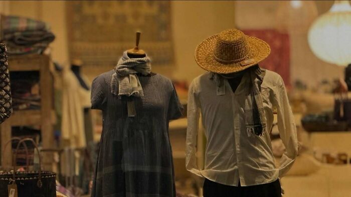 Mannequins dressed in vintage clothes in a street photography scene capturing humanity through Snehal Dudekula’s lens.