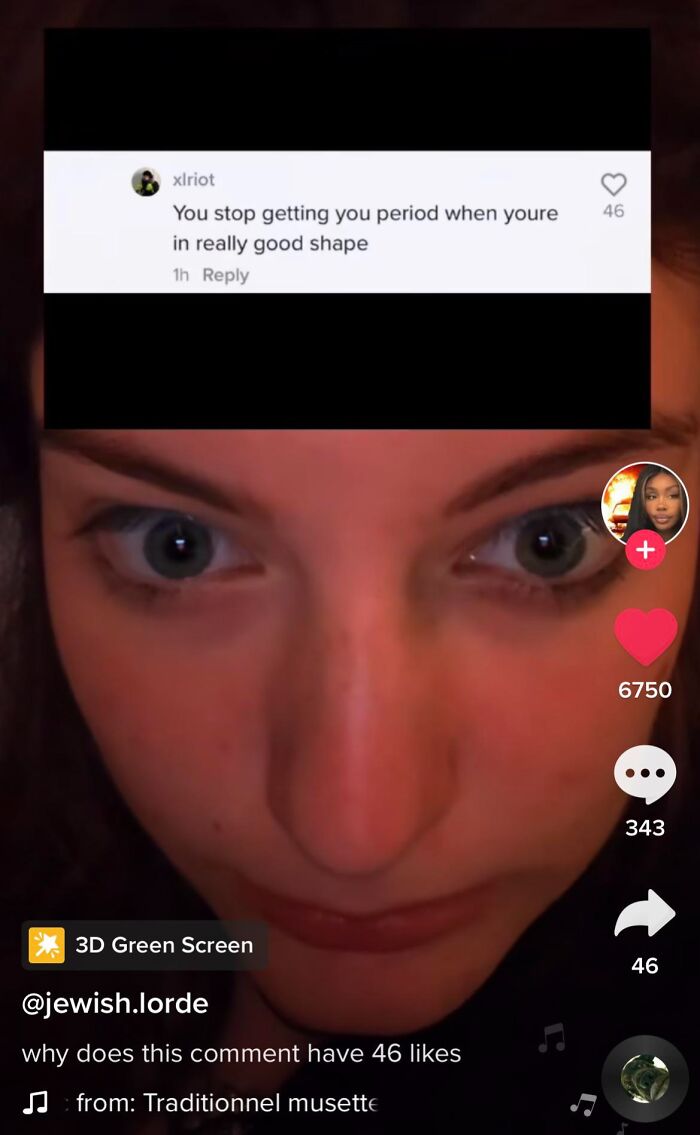 TikTok screenshot showing a comment about periods and fitness, part of smart TikTok screenshots collection.