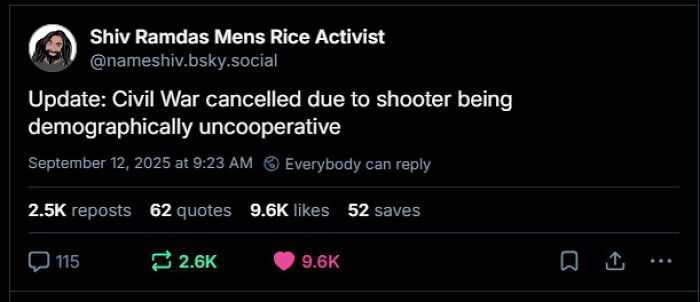 Tweet about civil war cancellation with bold message that hits a nerve for a lot of people on social media.