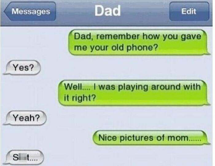 Text message exchange between dad and child with funny confusion, illustrating humorous moments from texts that might make you laugh.