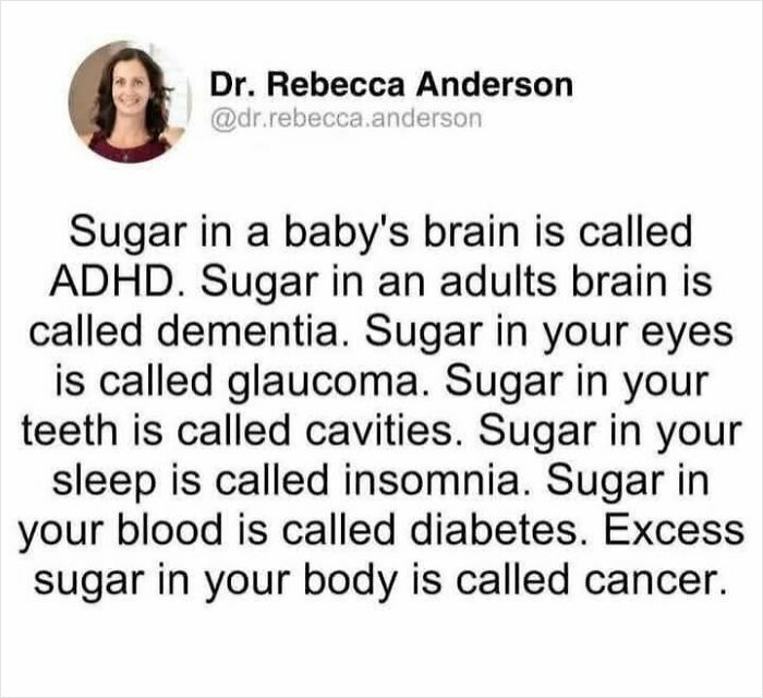 Dr. Rebecca Anderson's absurd scientific take on sugar's effects reflects modern society's health concerns and misconceptions.
