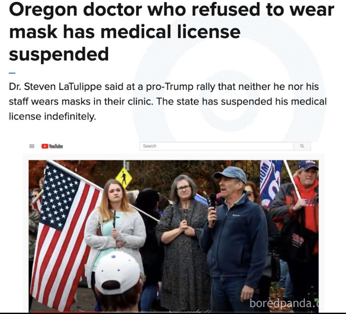 Pro-Trump rally with people holding flags and speaking, illustrating actions meet consequences in real-life situations.