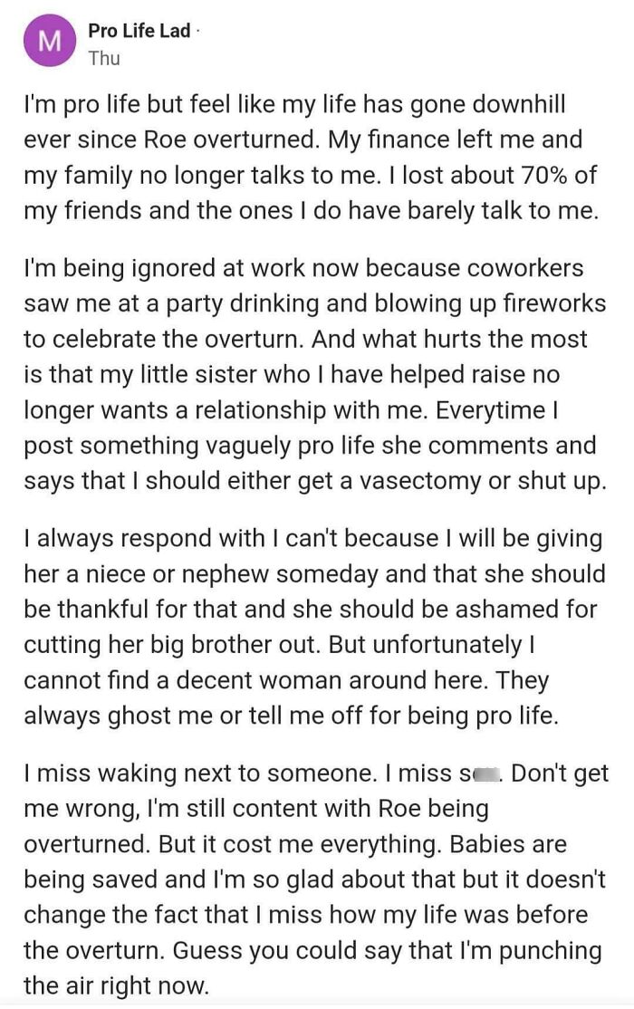 Screenshot of a social media post showing someone experiencing personal consequences after celebrating a controversial event.