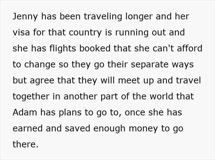 Text excerpt discussing travel plans affected by visa limits and future reunions, highlighting toxic man involving two women romantically.