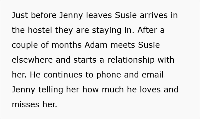 Text describing a toxic man romantically involved with two women simultaneously, highlighting relationship drama.