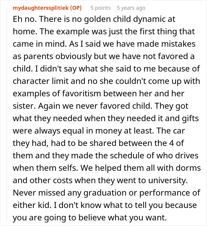 Comment text from single sister struggling with sibling's engagement, discussing no parental favoritism or golden child issues. Comment text from single sister struggling with sibling's engagement, discussing no parental favoritism or golden child issues.