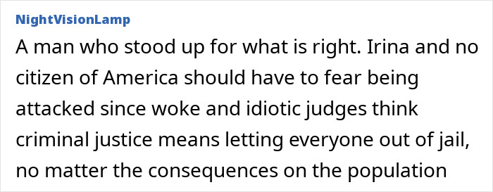 Comment text discussing a man standing for justice related to Iryna Zarutska and a brutal crime attack. Comment text discussing a man standing for justice related to Iryna Zarutska and a brutal crime attack.
