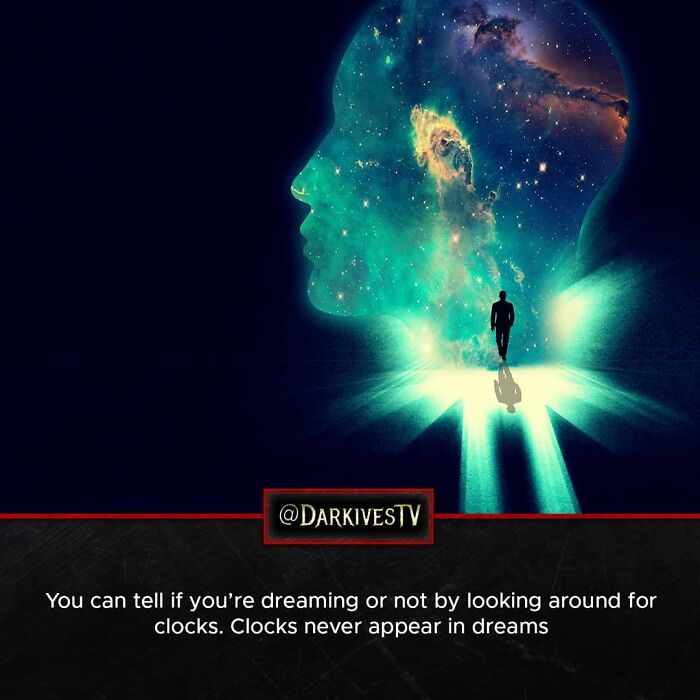 Silhouette of a person walking into a cosmic human head, illustrating strange and dark facts about our world.