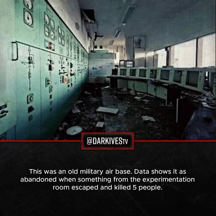 Abandoned military base control room with eerie atmosphere, illustrating terrifying facts and dark stories about our world.