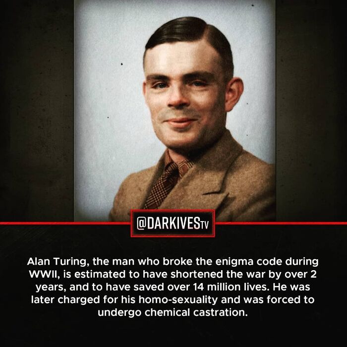 Alan Turing, key figure in WWII codebreaking, represents strange and dark facts from history revealing harsh injustices.