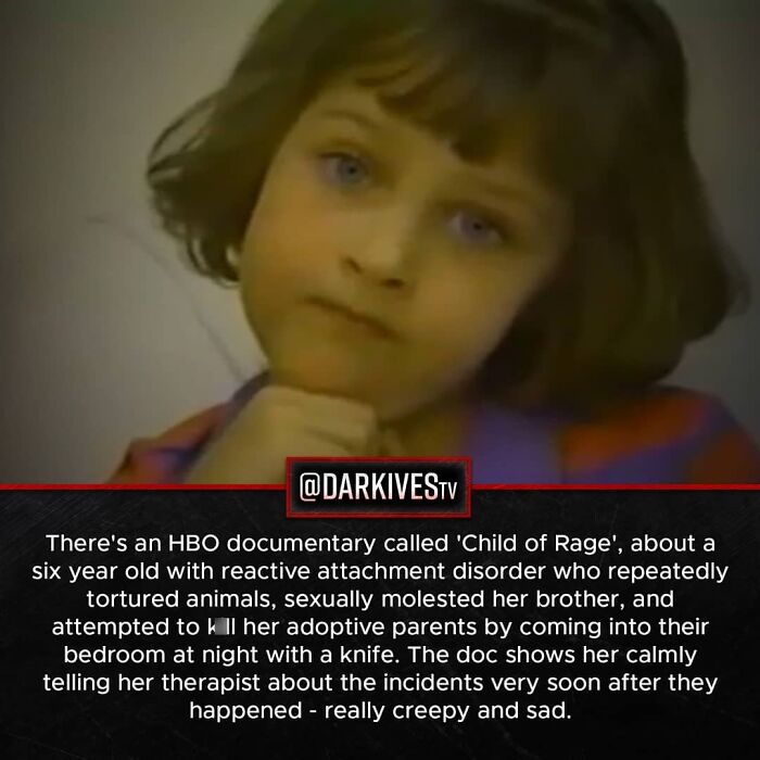 Young girl from a disturbing HBO documentary illustrating terrifying facts and stories about the dark side of human behavior.