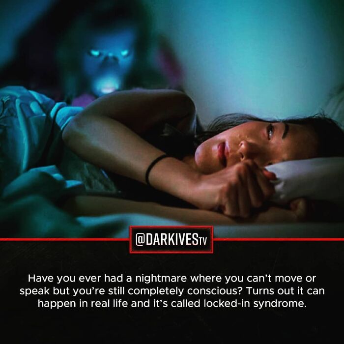 Person lying awake in bed with a ghostly figure behind, illustrating terrifying facts about strange and dark experiences.