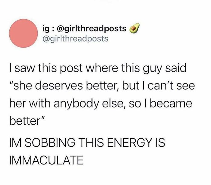Instagram post about a guy improving himself for his partner, a relatable wholesome relationship meme.