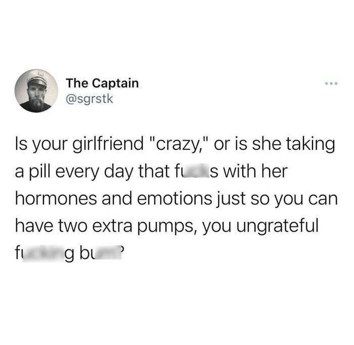 Tweet from The Captain humorously addressing relationship struggles with hormones and emotions in wholesome relationship memes.