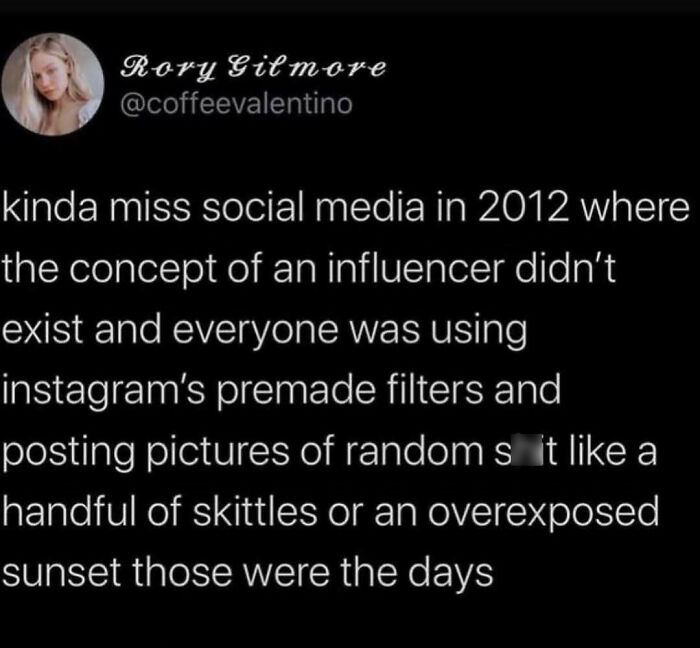 Social media meme reflecting on 2012 Instagram culture, fitting wholesome relationship memes beyond relatable content.