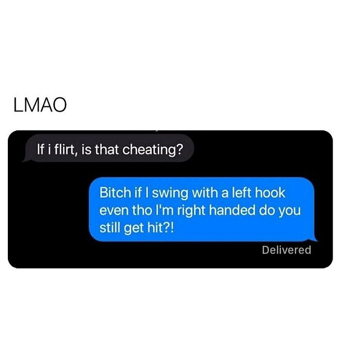 Text message meme about flirting and cheating, illustrating a funny and relatable wholesome relationship meme.