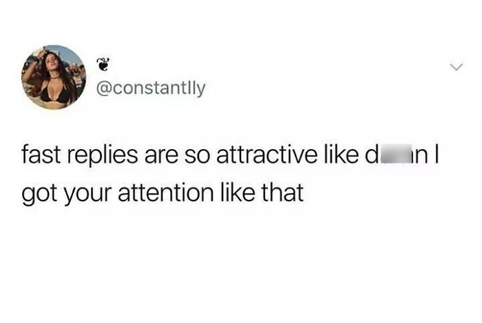Social media post about how fast replies are attractive, reflecting wholesome relationship memes and relatable moments.