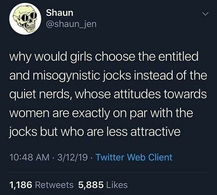Tweet about relationships discussing why some girls choose certain types over quiet nerds, featured in wholesome relationship memes.