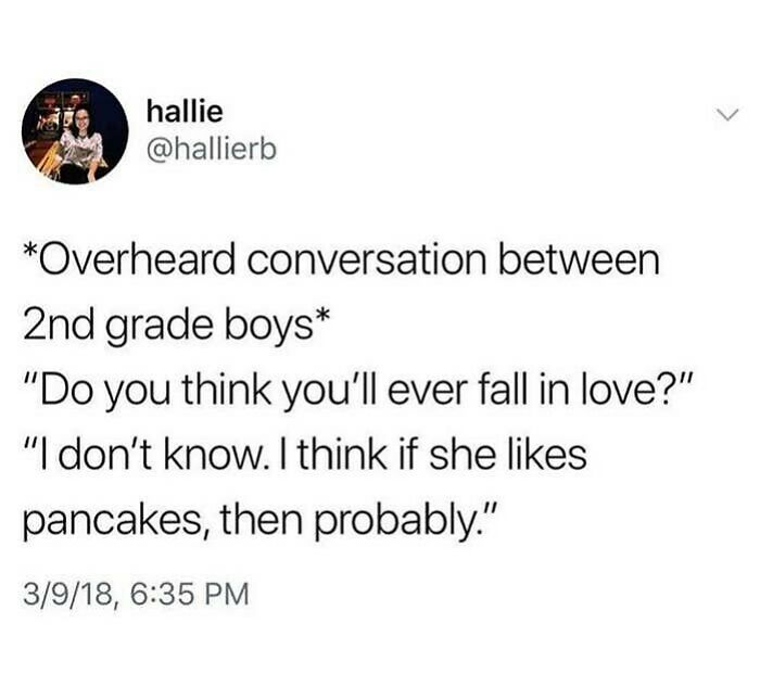 Screenshot of a wholesome relationship meme featuring a funny conversation between 2nd grade boys about love.
