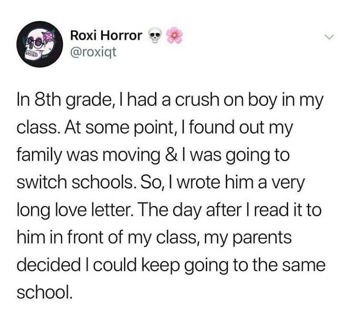 Screenshot of a wholesome relationship meme about a love letter changing school plans and staying relatable.