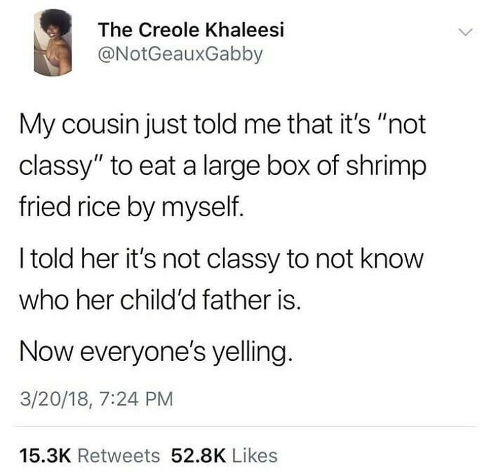 Tweet showing a humorous and relatable conversation about classy behavior in wholesome relationship memes.