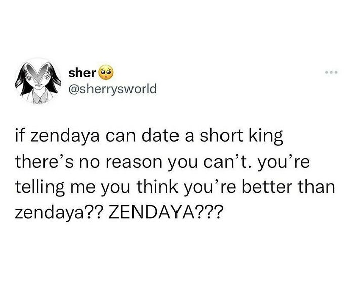 Relationship meme about dating confidence inspired by Zendaya, highlighting wholesome and relatable themes.