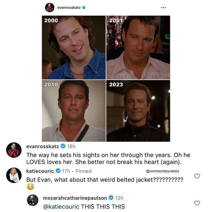 Actor Evan Ross Katz through the years with a witty comment in the celebrity comments section on social media.