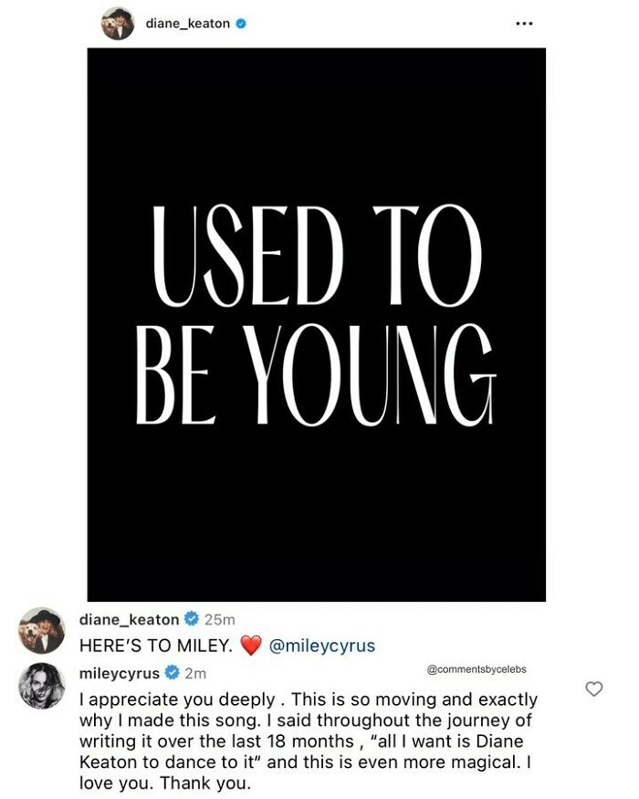 Instagram post showing a comment exchange with celebs dropping unexpected gems in the comments section.