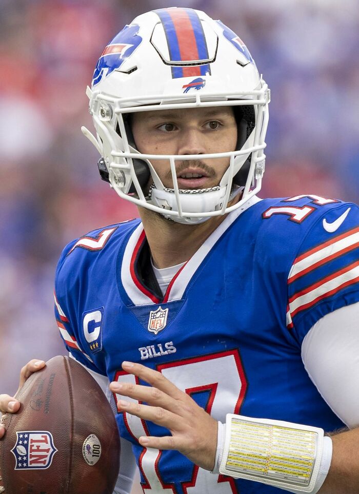 Buffalo Bills quarterback preparing to throw a pass, highlighting highest paid athletes in 2025.