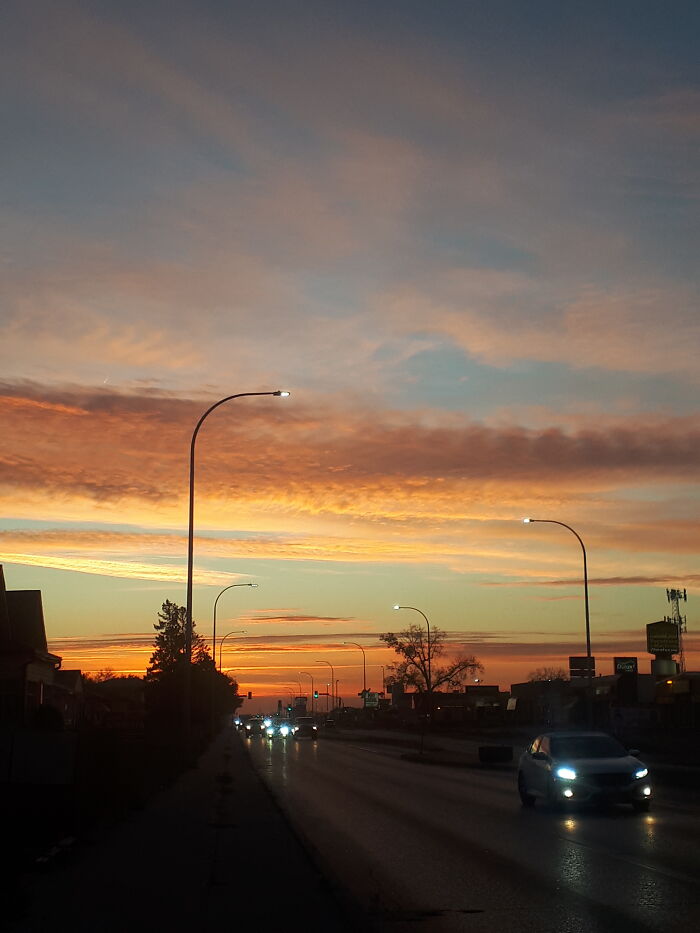 Sunrise On My Way To Work Early Spring. Such A Treat After A Winter Of Barely Seeing The Sun.ing The Sun, Except When Going Out Somewhere For Lunch And On Weekends