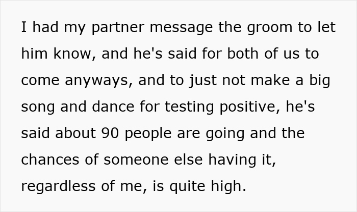 Groom insists guest can attend wedding despite positive Covid test, sparking debate on safety and risks. Groom insists guest can attend wedding despite positive Covid test, sparking debate on safety and risks.
