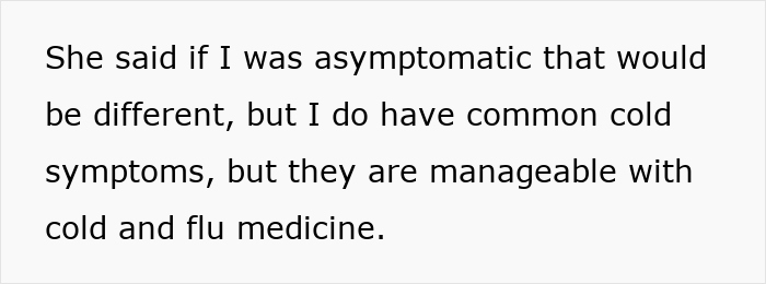 Text excerpt discussing managing common cold symptoms while unsure about attending wedding with positive Covid test. Text excerpt discussing managing common cold symptoms while unsure about attending wedding with positive Covid test.