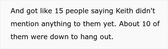Text excerpt showing a coworker named Keith not mentioning anything yet, related to creepy coworker petty response. Text excerpt showing a coworker named Keith not mentioning anything yet, related to creepy coworker petty response.