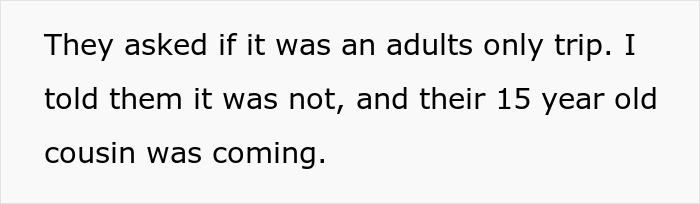 Text excerpt about a dad refusing to take teens on a Europe trip due to their preference for spending time with their ex.